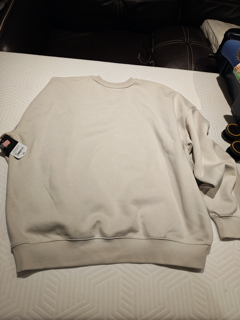 Men's Cream Graphic Ice Hockey Sweatshirt - Crewneck Sweater - Picture 7 of 12